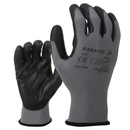 a pair of black and grey gloves