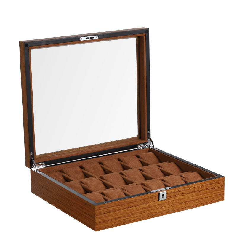 a wooden box with a lid open