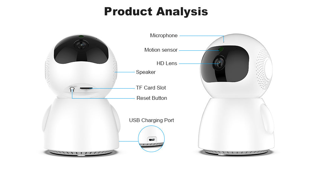 a white robot with black eyes