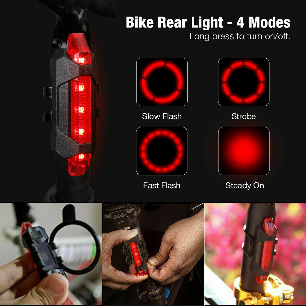 a collage of a bike rear light