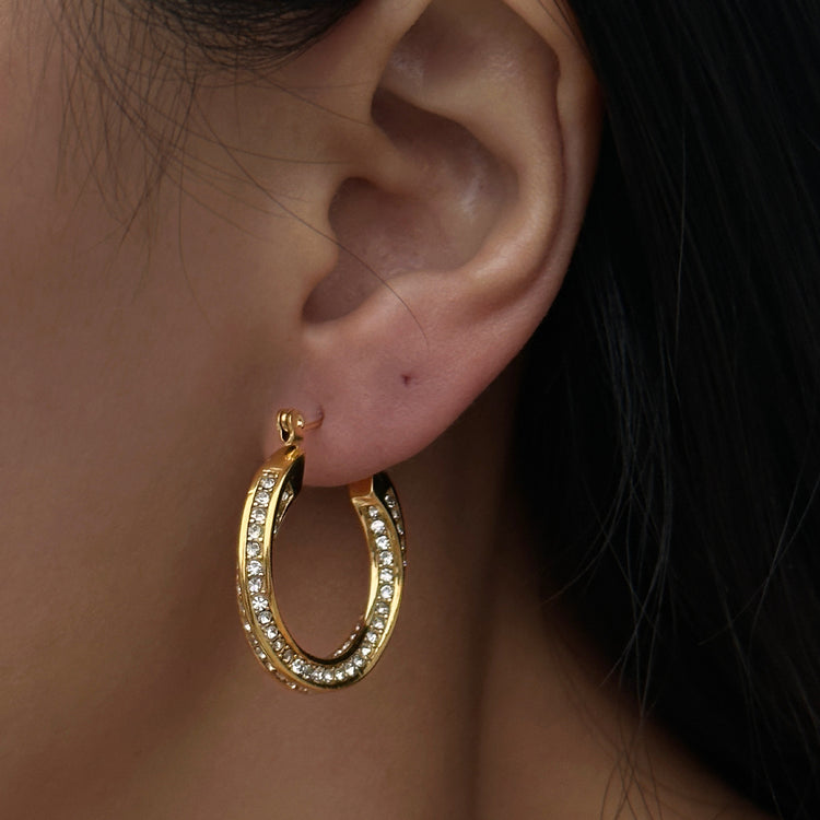 a close up of a woman's ear