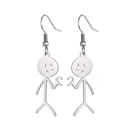 Titanium Steel Cut Hollowed Cartoon Single Side Bixin Villain Pendant Stainless Steel Earrings