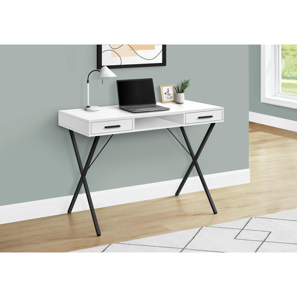 COMPUTER DESK - 42"L / WHITE / BLACK METAL