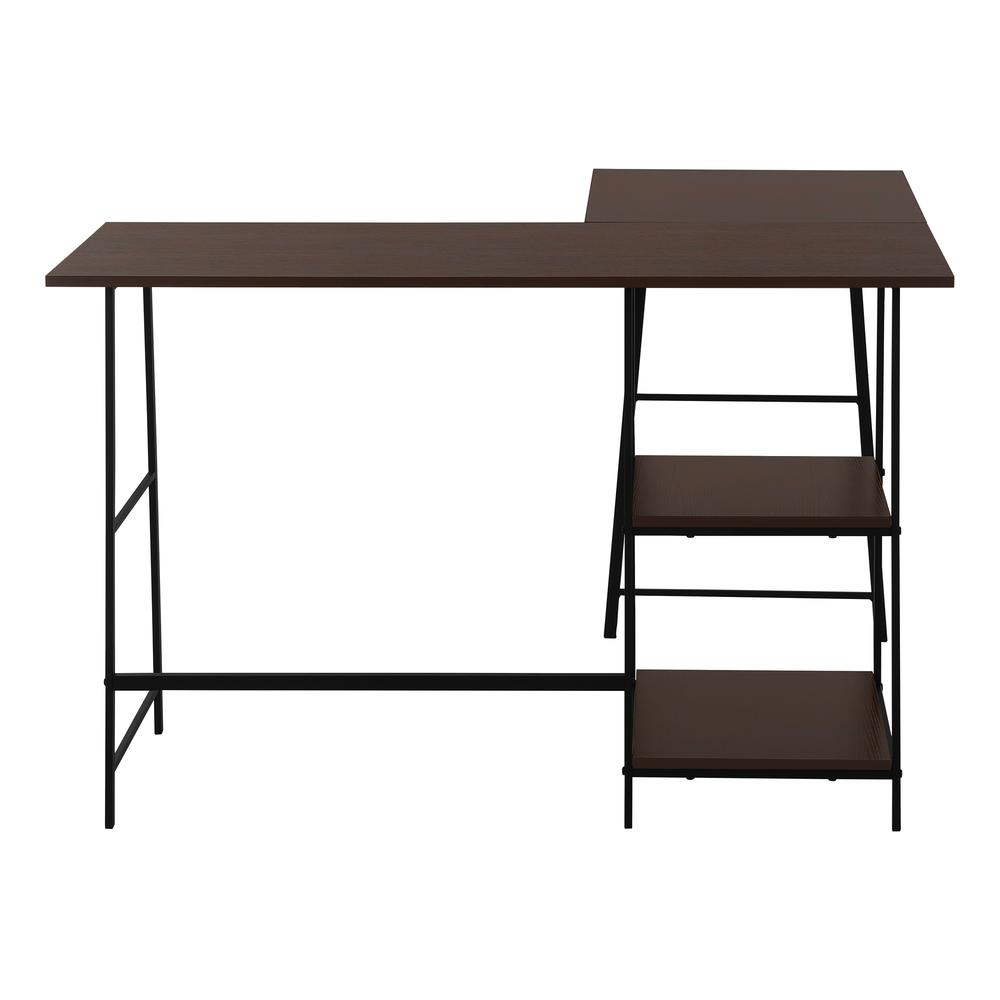 COMPUTER DESK - 48"L / ESPRESSO TOP / BLACK METAL CORNER