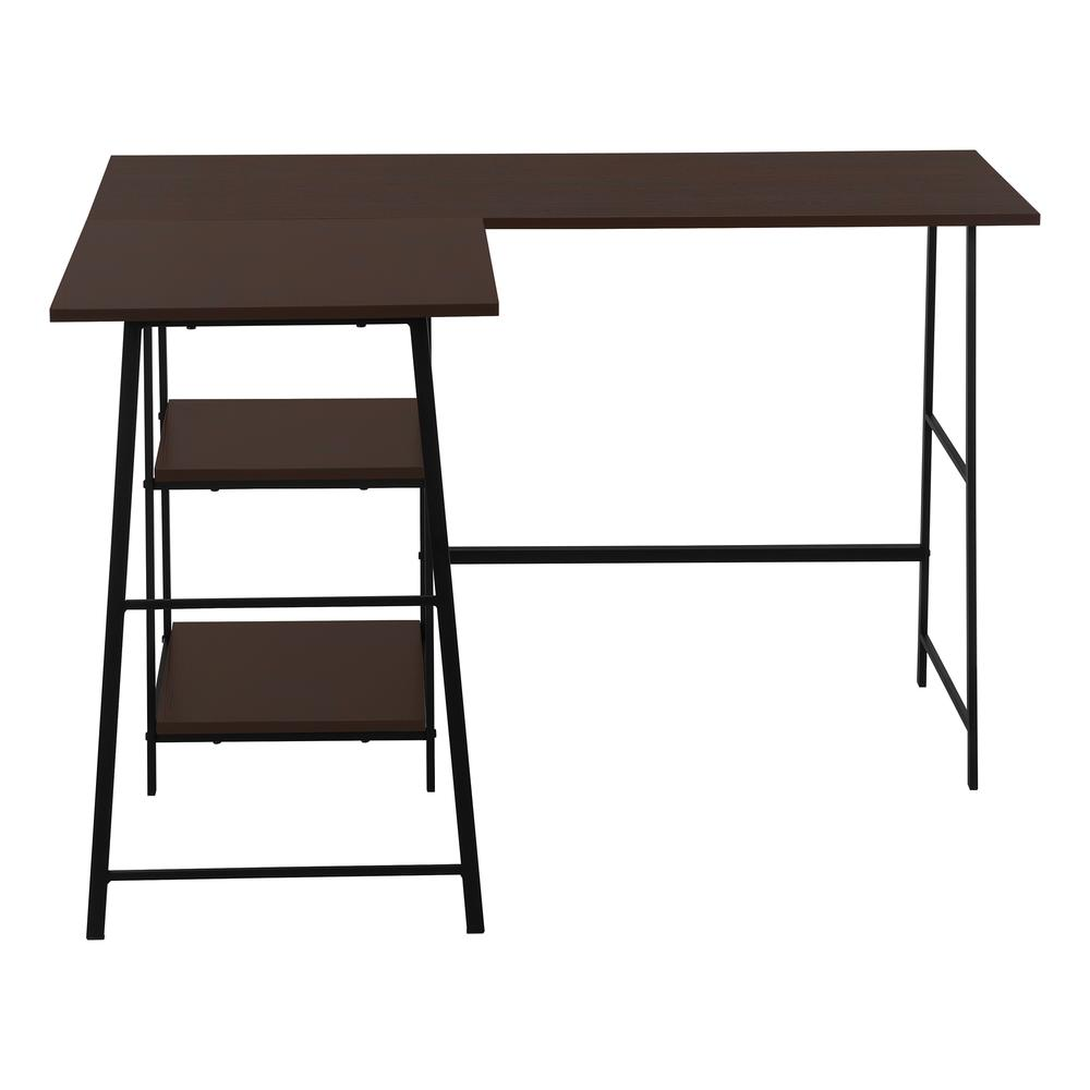 COMPUTER DESK - 48"L / ESPRESSO TOP / BLACK METAL CORNER
