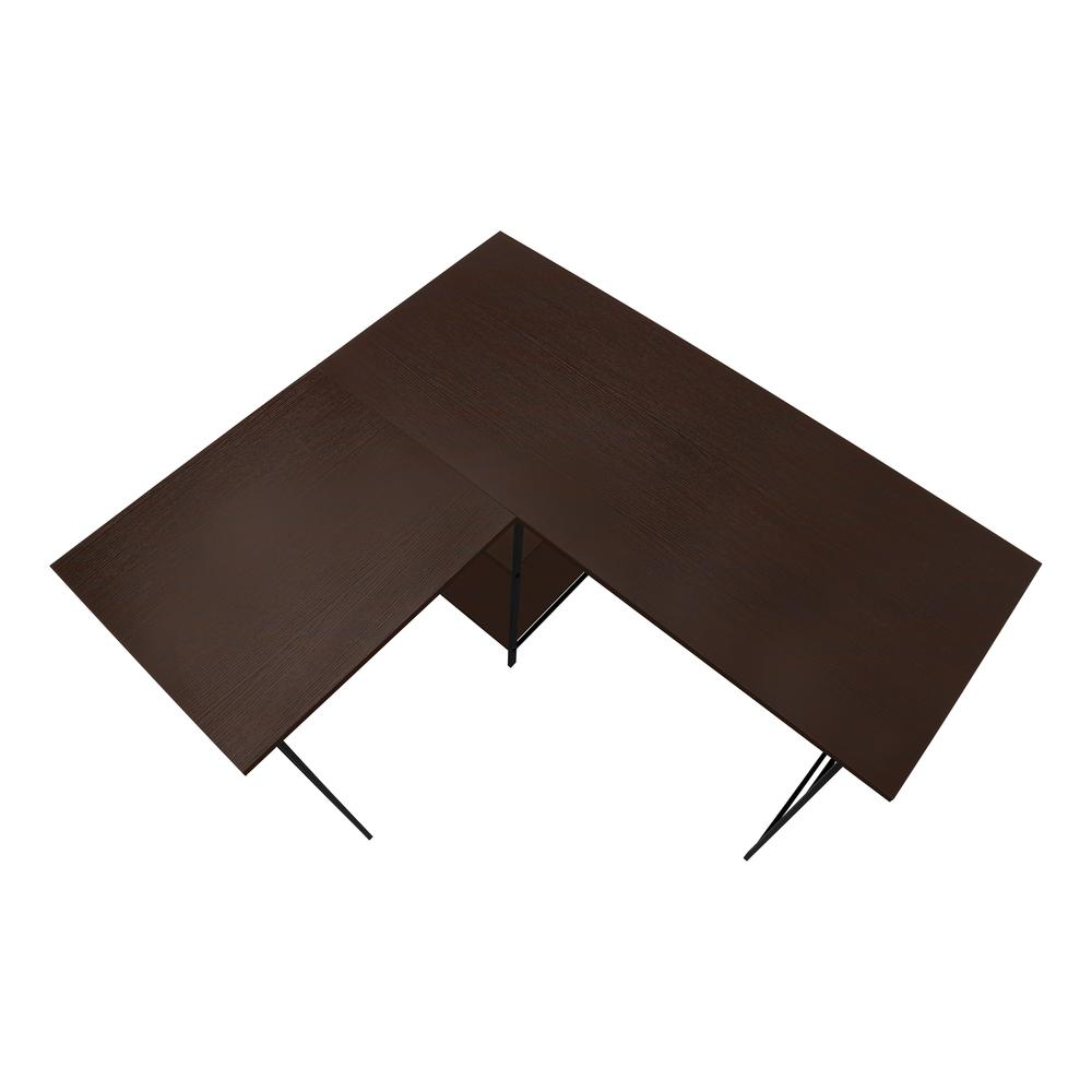 COMPUTER DESK - 48"L / ESPRESSO TOP / BLACK METAL CORNER