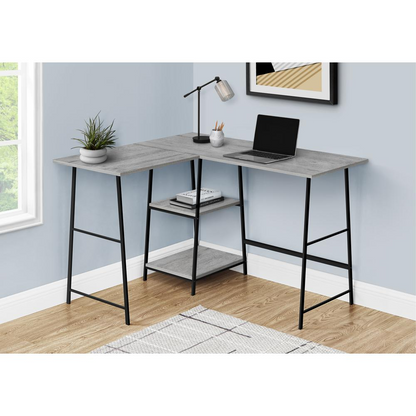COMPUTER DESK - 48"L / ESPRESSO TOP / BLACK METAL CORNER