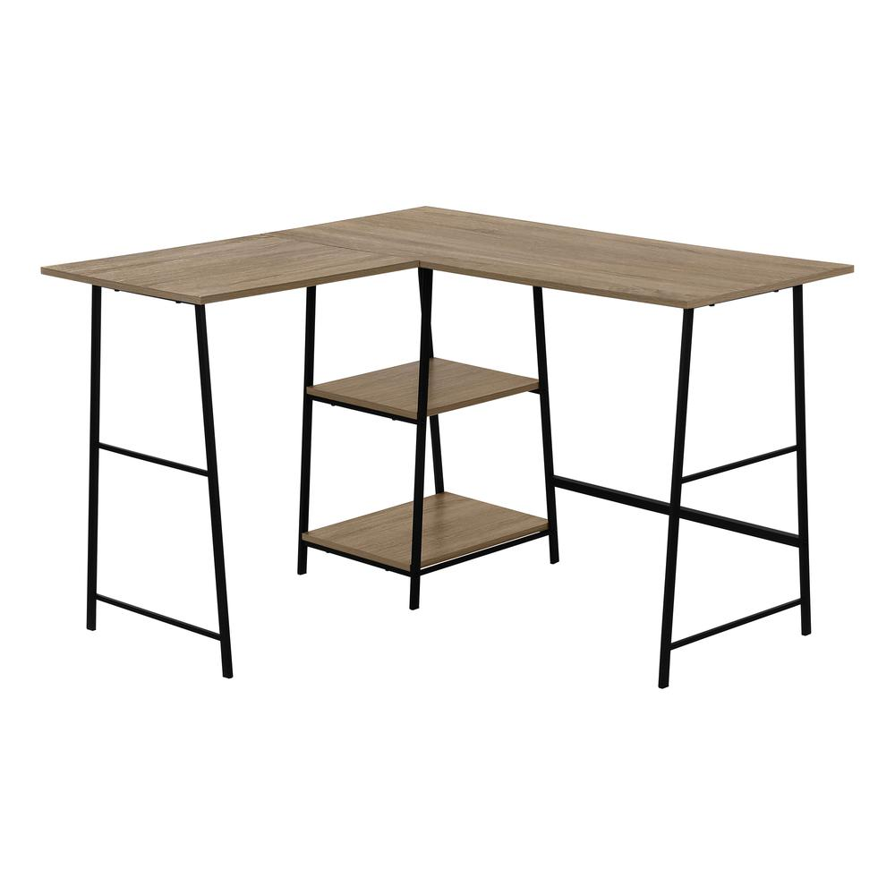 COMPUTER DESK - 48"L / ESPRESSO TOP / BLACK METAL CORNER
