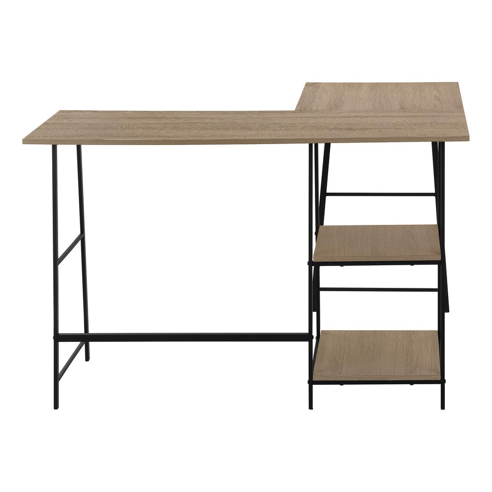 COMPUTER DESK - 48"L / ESPRESSO TOP / BLACK METAL CORNER