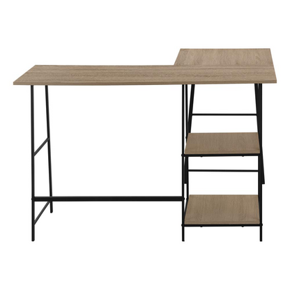 COMPUTER DESK - 48"L / ESPRESSO TOP / BLACK METAL CORNER