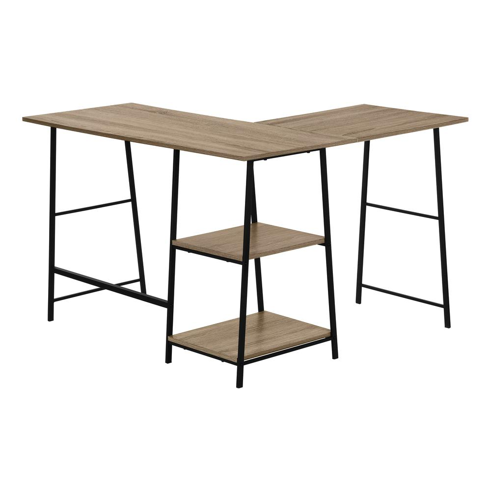 COMPUTER DESK - 48"L / ESPRESSO TOP / BLACK METAL CORNER
