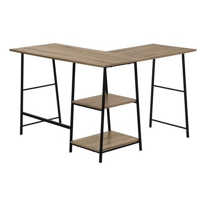 COMPUTER DESK - 48"L / ESPRESSO TOP / BLACK METAL CORNER