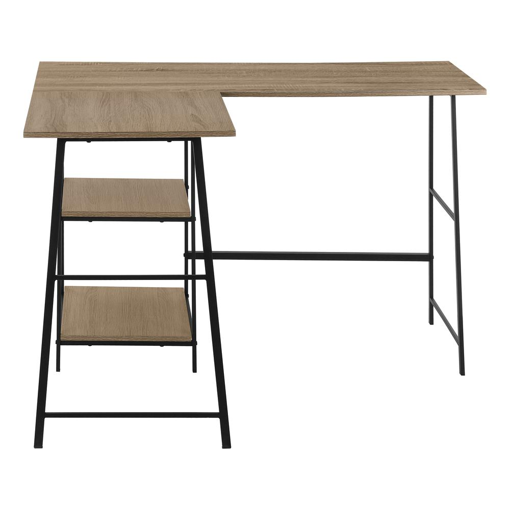 COMPUTER DESK - 48"L / ESPRESSO TOP / BLACK METAL CORNER