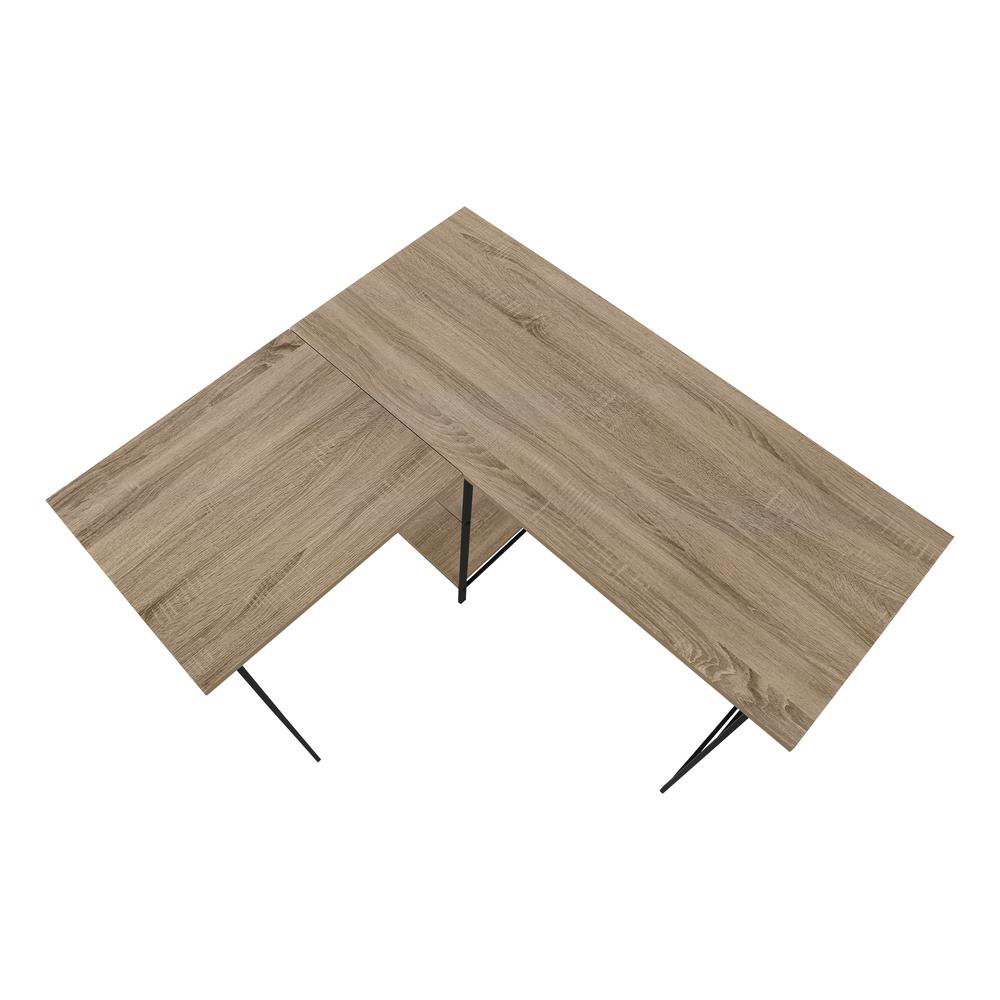COMPUTER DESK - 48"L / ESPRESSO TOP / BLACK METAL CORNER