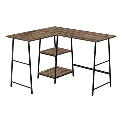 COMPUTER DESK - 48"L / ESPRESSO TOP / BLACK METAL CORNER