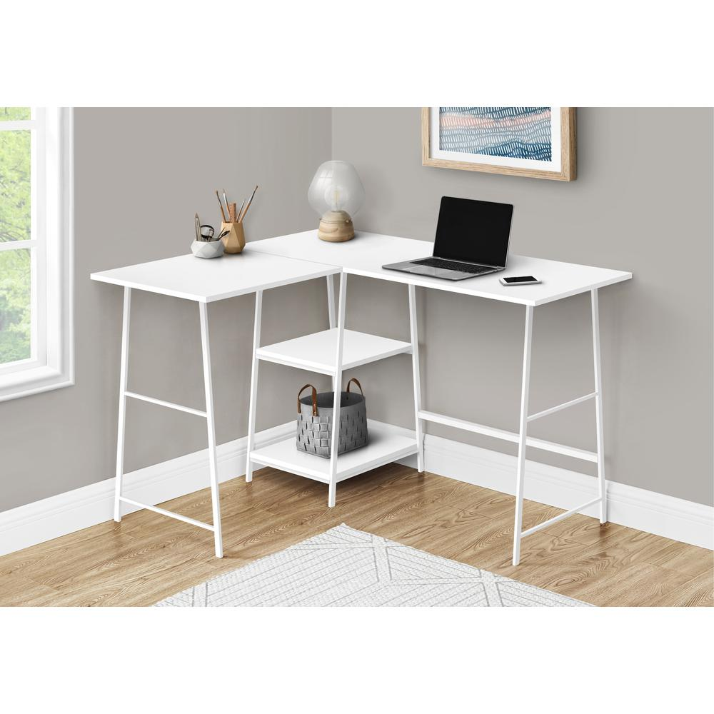 COMPUTER DESK - 48"L / ESPRESSO TOP / BLACK METAL CORNER