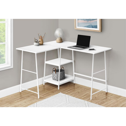 COMPUTER DESK - 48"L / ESPRESSO TOP / BLACK METAL CORNER