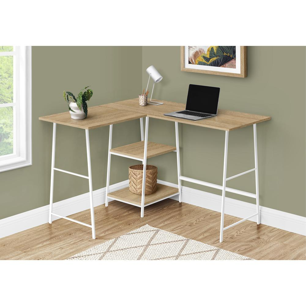 COMPUTER DESK - 48"L / ESPRESSO TOP / BLACK METAL CORNER