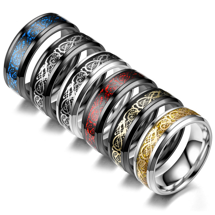 a stack of rings with different designs