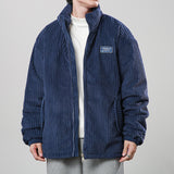Winter Corduroy Cotton-padded Coat Warm Stand Collar Zipper Jacket Casual Outdoor Streetwear Men's Clothing