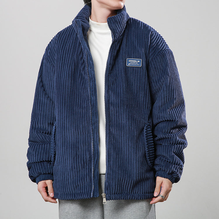 a man wearing a blue jacket