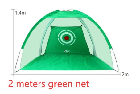 a green tent with a red center