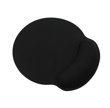 a black mouse pad with a wrist rest
