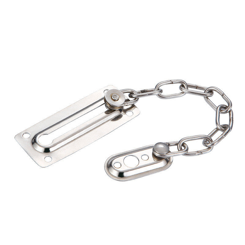 a silver chain with a rectangular object