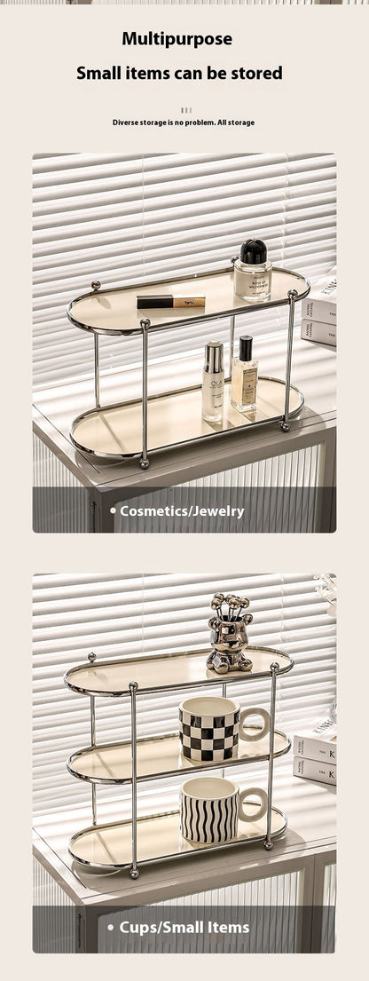 Ins Cream Style Desktop Storage Rack Multi-layer Light Luxury Home Bathroom Storage Rack Punch-free Storage