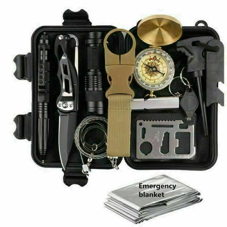 a black case with a compass and a pocket knife