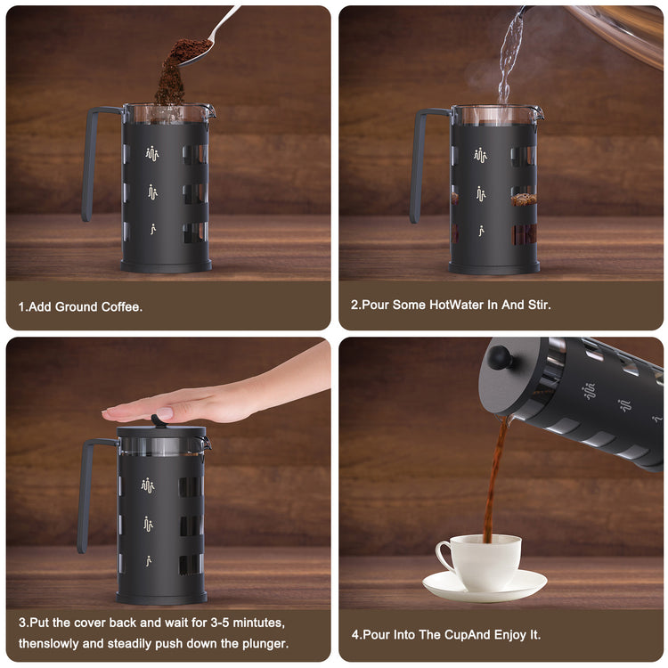 a collage of a coffee maker