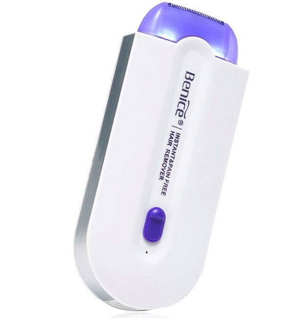a white and purple hair removal device