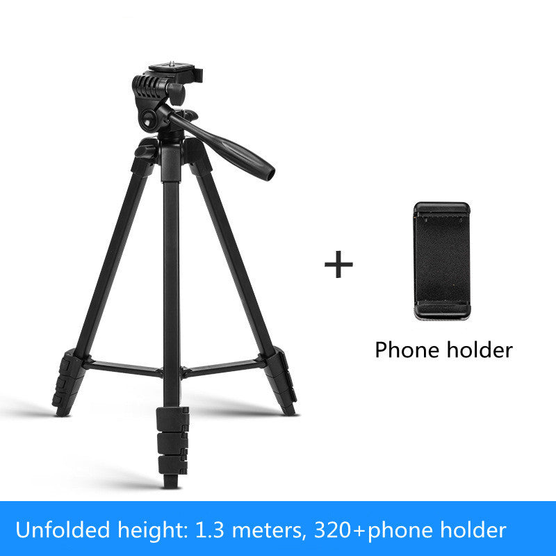a black tripod with a phone holder