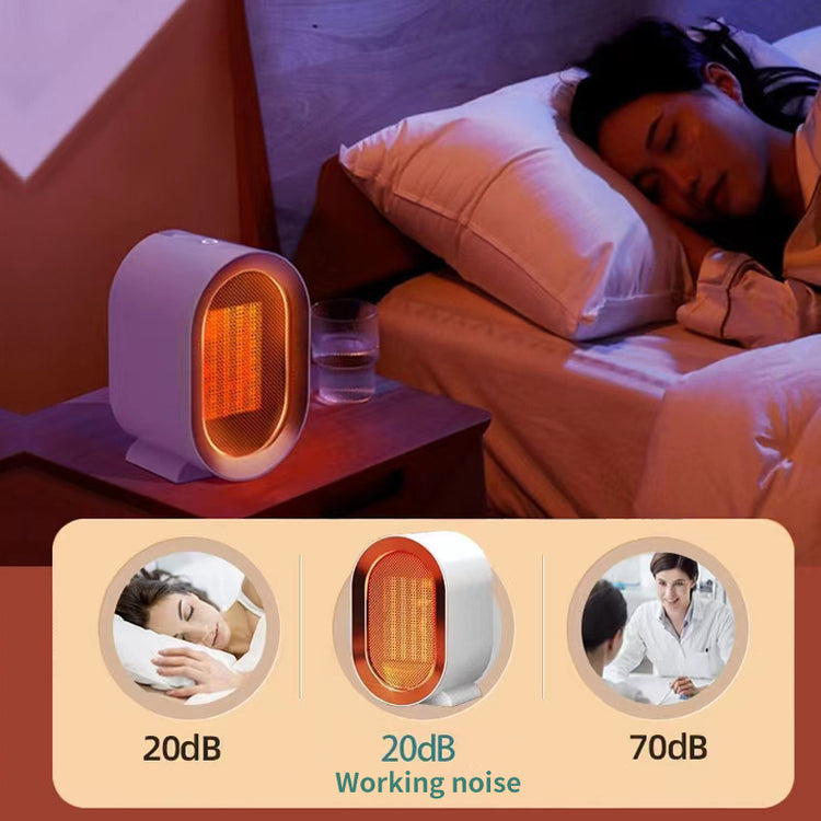 a woman sleeping in bed with an electric heater