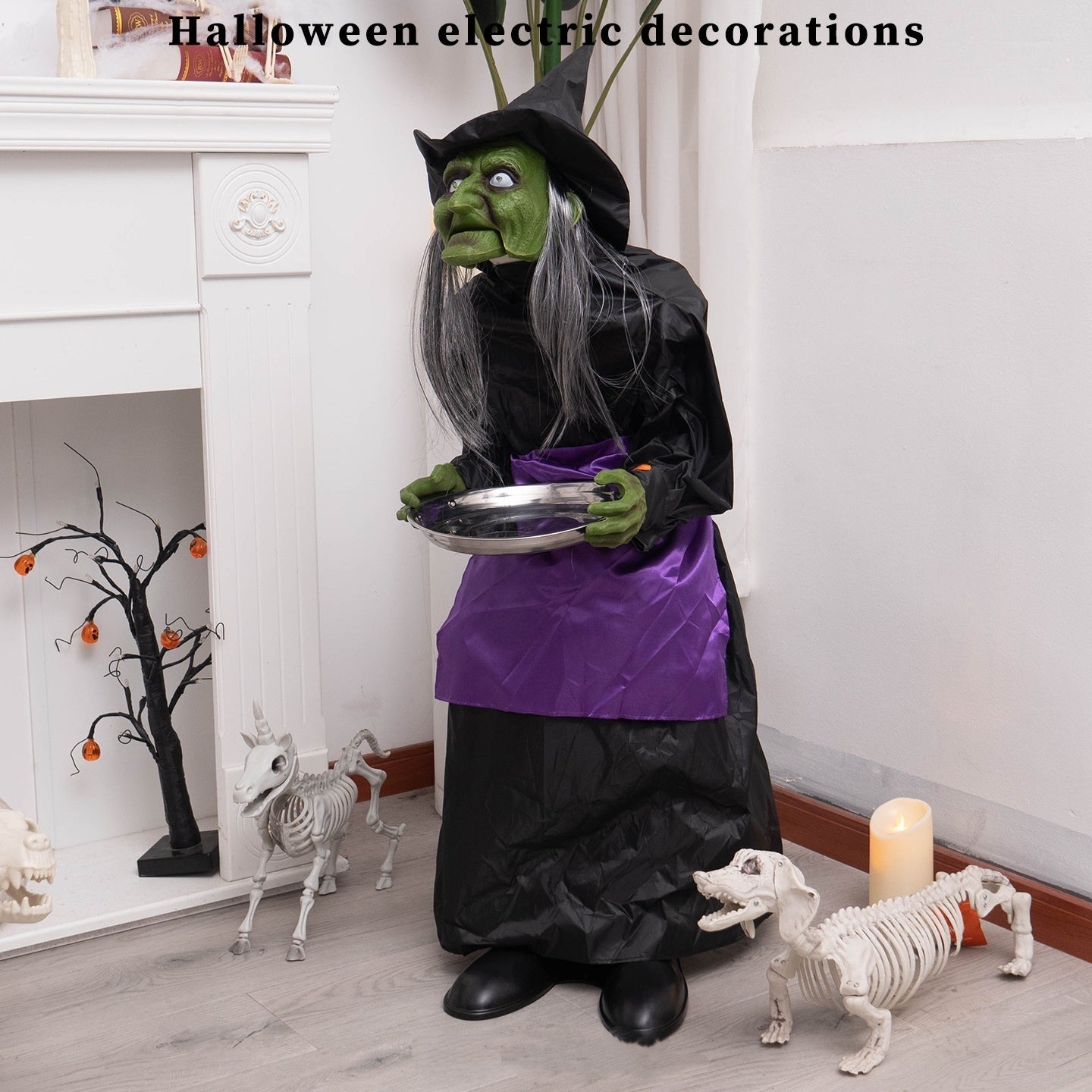 Halloween End Plate Witch Electric Voice-activated Induction Decoration Ornaments