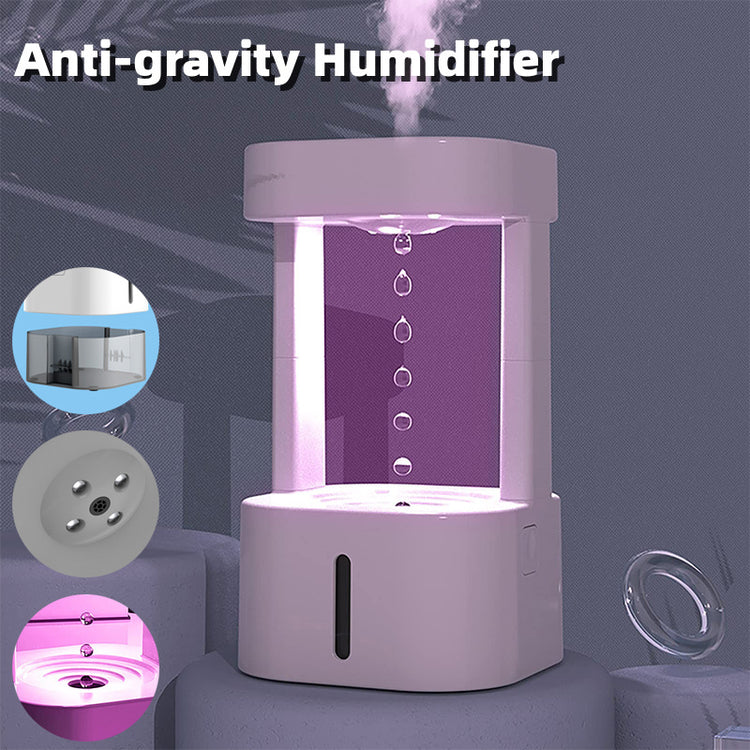 a white humidifier with a purple light