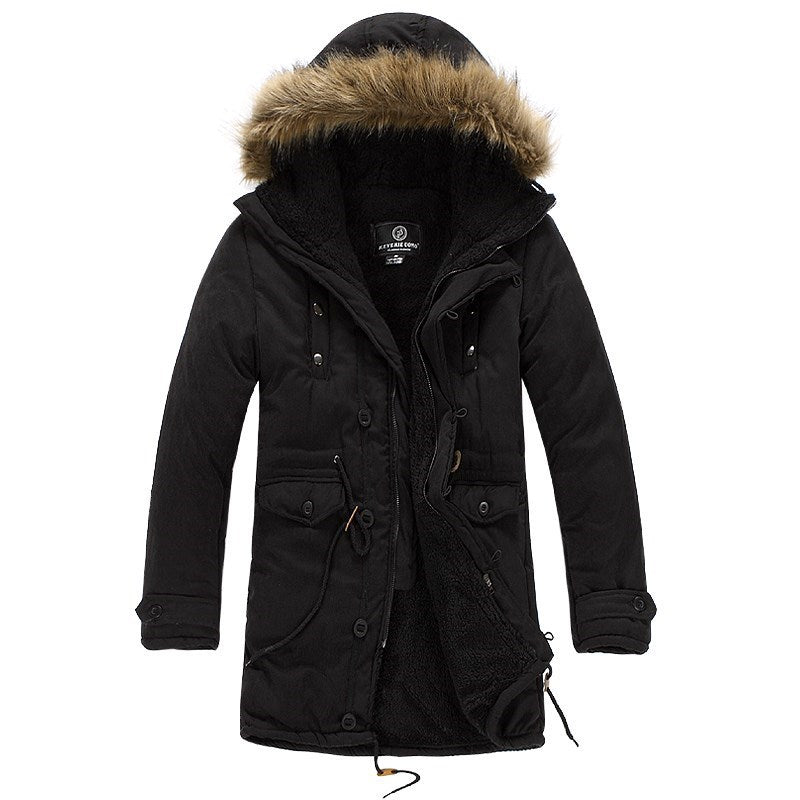 a black coat with a fur hood