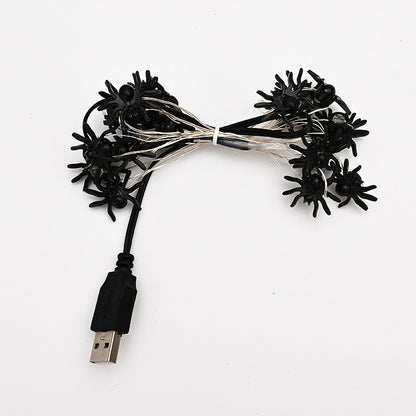 LED Purple Spider Lighting Chain Halloween Decoration Light