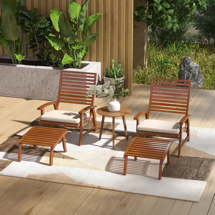 a patio with chairs and a table