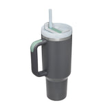 40 oz Insulated Stainless Steel Tumbler with Handle and Straw