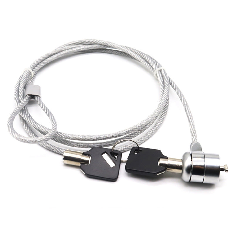 a lock with keys on a cable