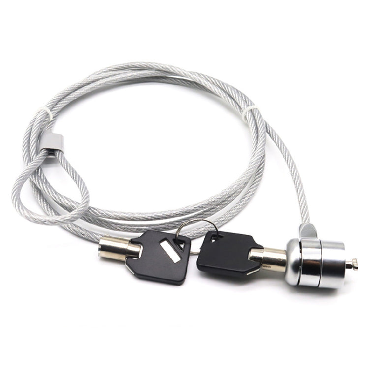 a lock with keys on a cable