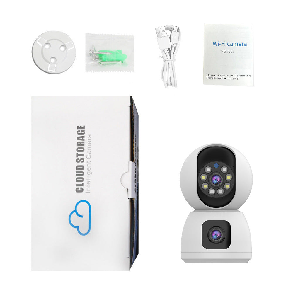 a white camera with a box and other objects