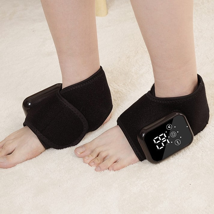 a person wearing black ankle braces