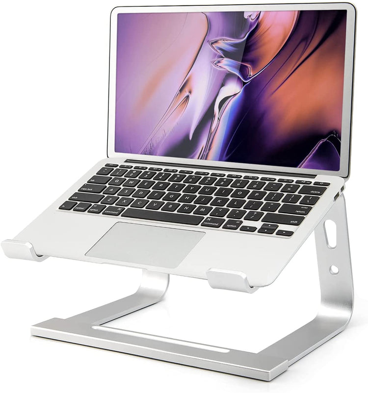 a laptop on a stand