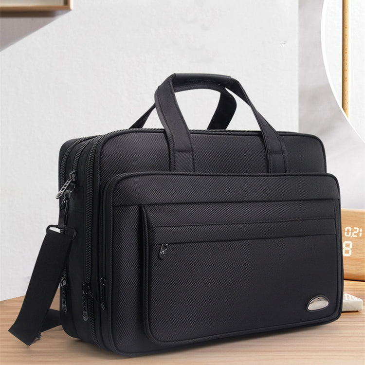 a black briefcase on a table