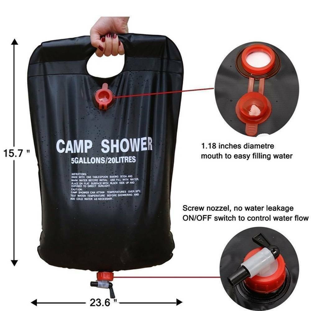 a black bag with red caps