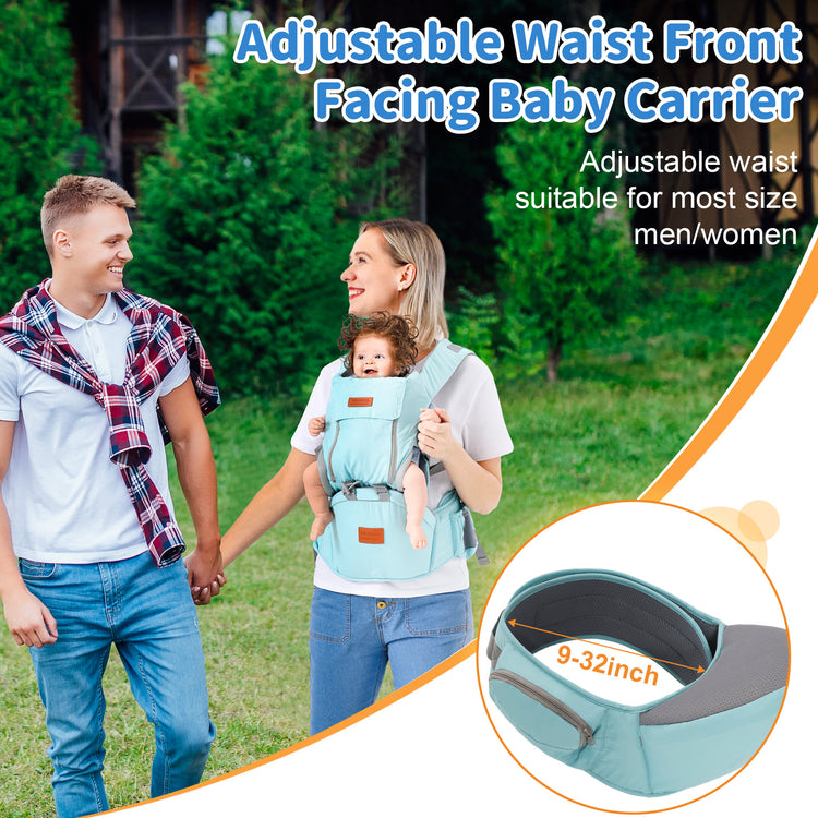 a man and woman holding hands and a baby carrier