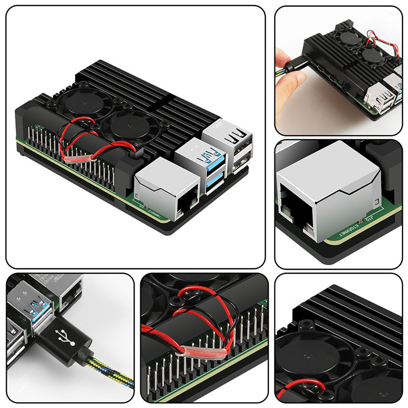 Motherboard Aluminum Alloy Heat Dissipation Protection Box With Dual Fans