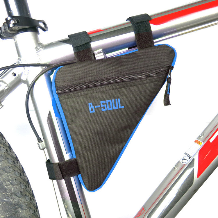a black bag on a bicycle